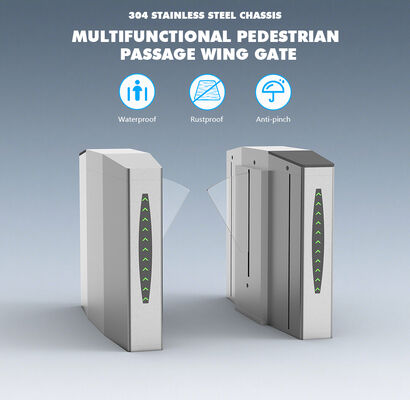HCW Wing Gate Turnstile with 40W DC Brushless Motor RS485/RS232 Interface and 4-Pair Infrared Beam for Secure Access Control