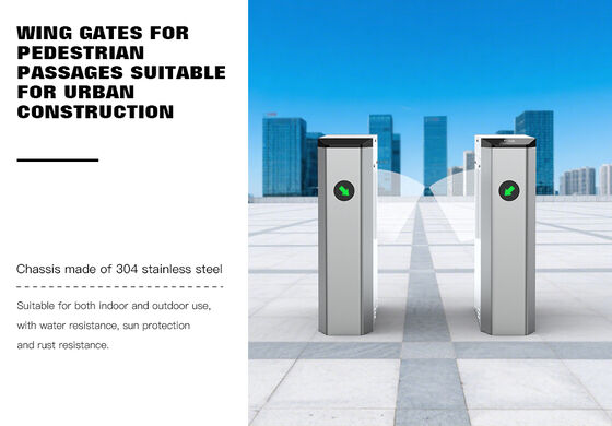 HCW Face Recognition Turnstile Security Wing Gate with 304 Stainless Steel IP42 Rating and 40W DC Brushless Motor for Pedestrian Access Control