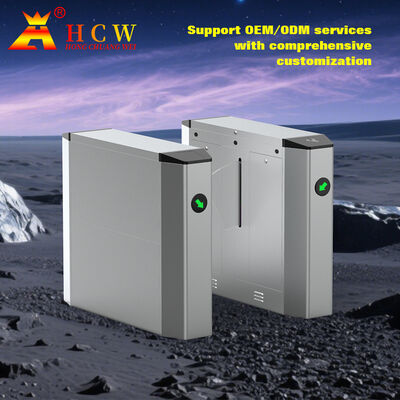 HCW Face Recognition Turnstile Security Wing Gate with 304 Stainless Steel IP42 Rating and 40W DC Brushless Motor for Pedestrian Access Control